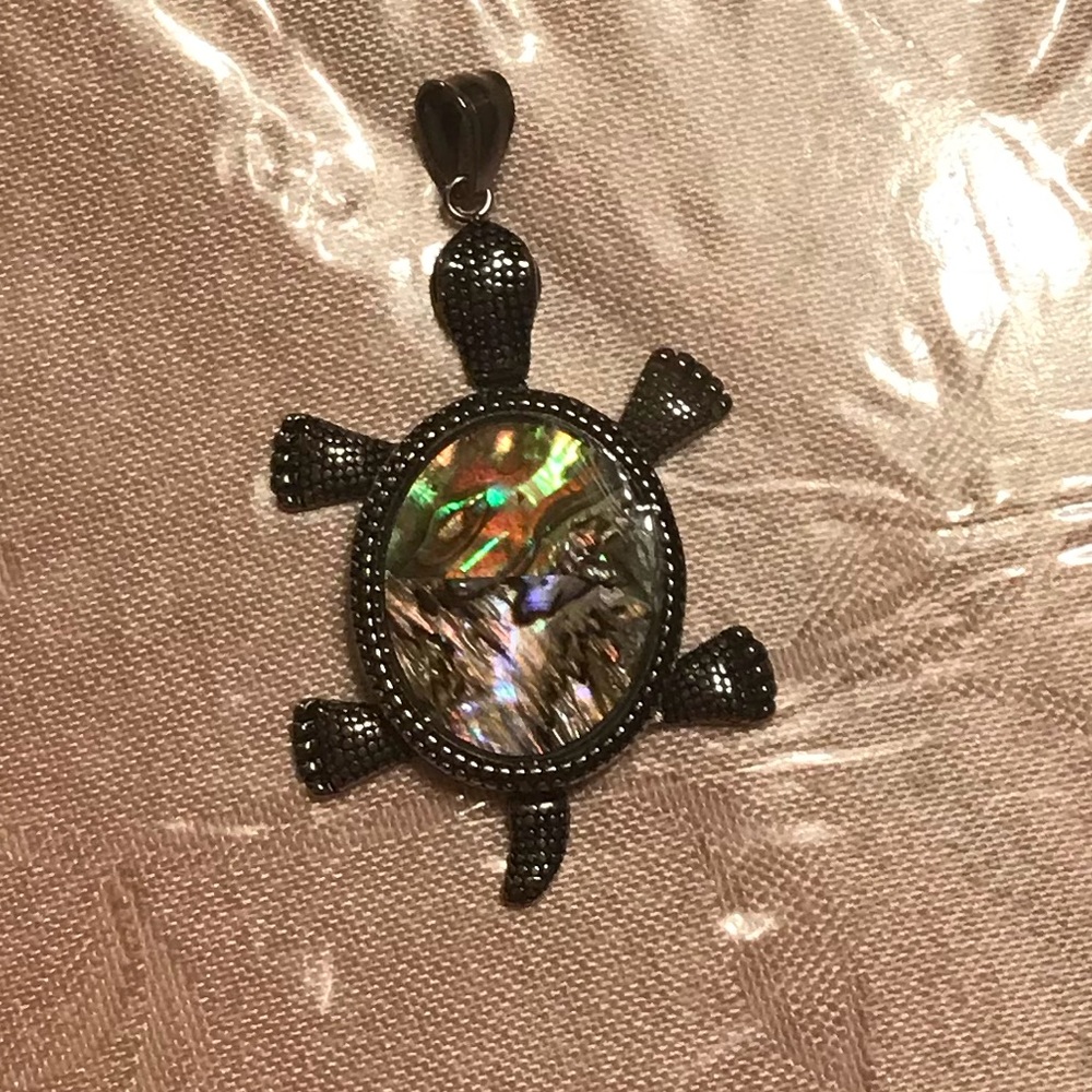 Abalone shell turtle pendant